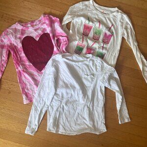 3-pack bundle of Crewcuts Girls' long-sleeve Graphic T-shirts Size Small 6-7